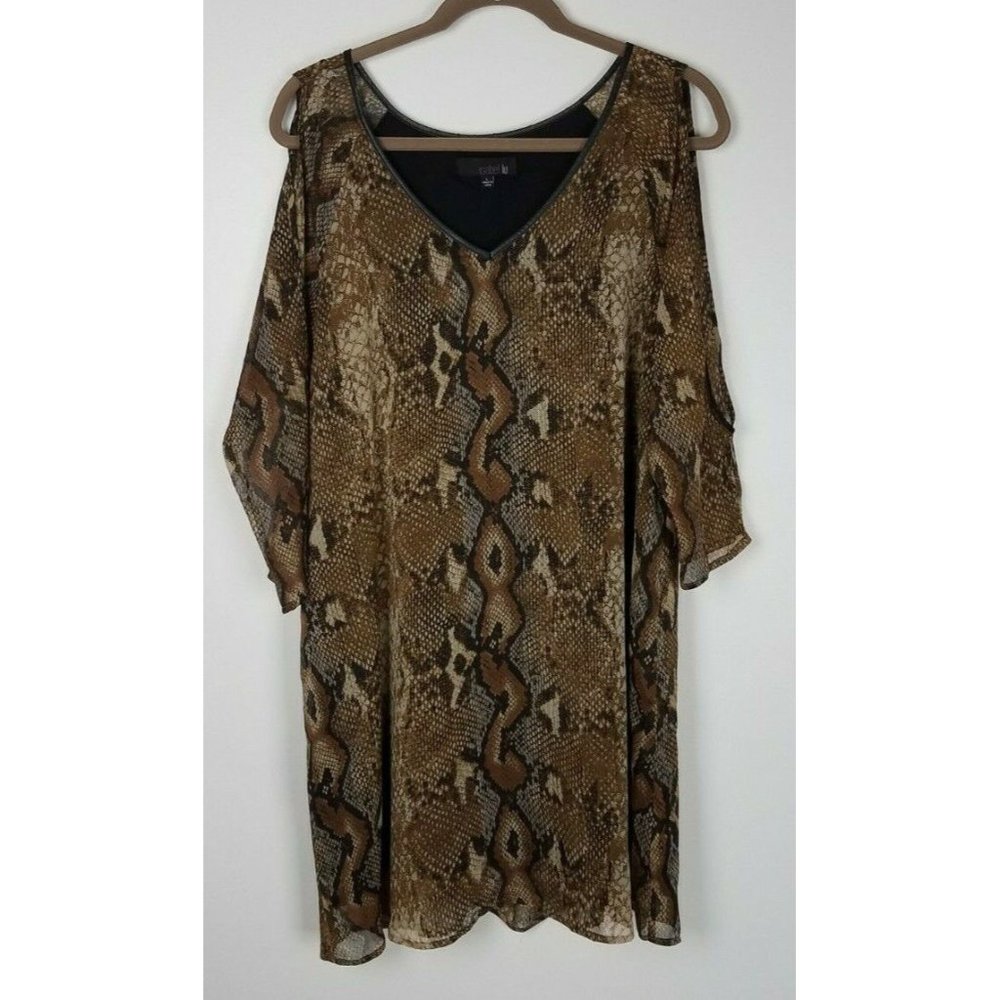 Isabel Lu Sz. L Cold Shoulder Reptile Print Short Dress W/ Back Button Detail